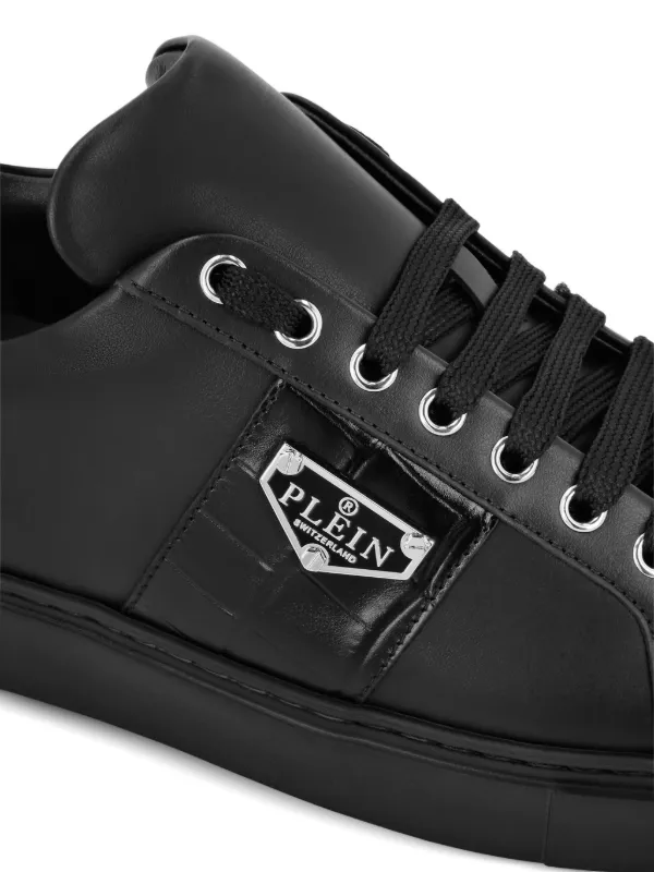 Philipp Plein Triangle Plein-plaque Leather Sneakers | Black