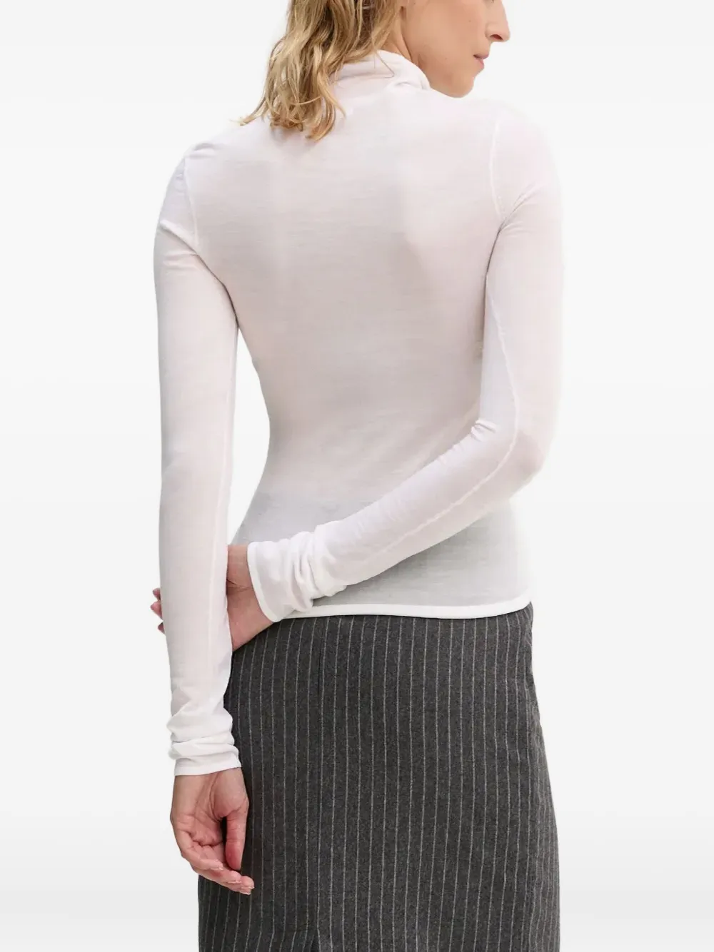 A.L.C. T-shirt met col en lange mouwen Wit