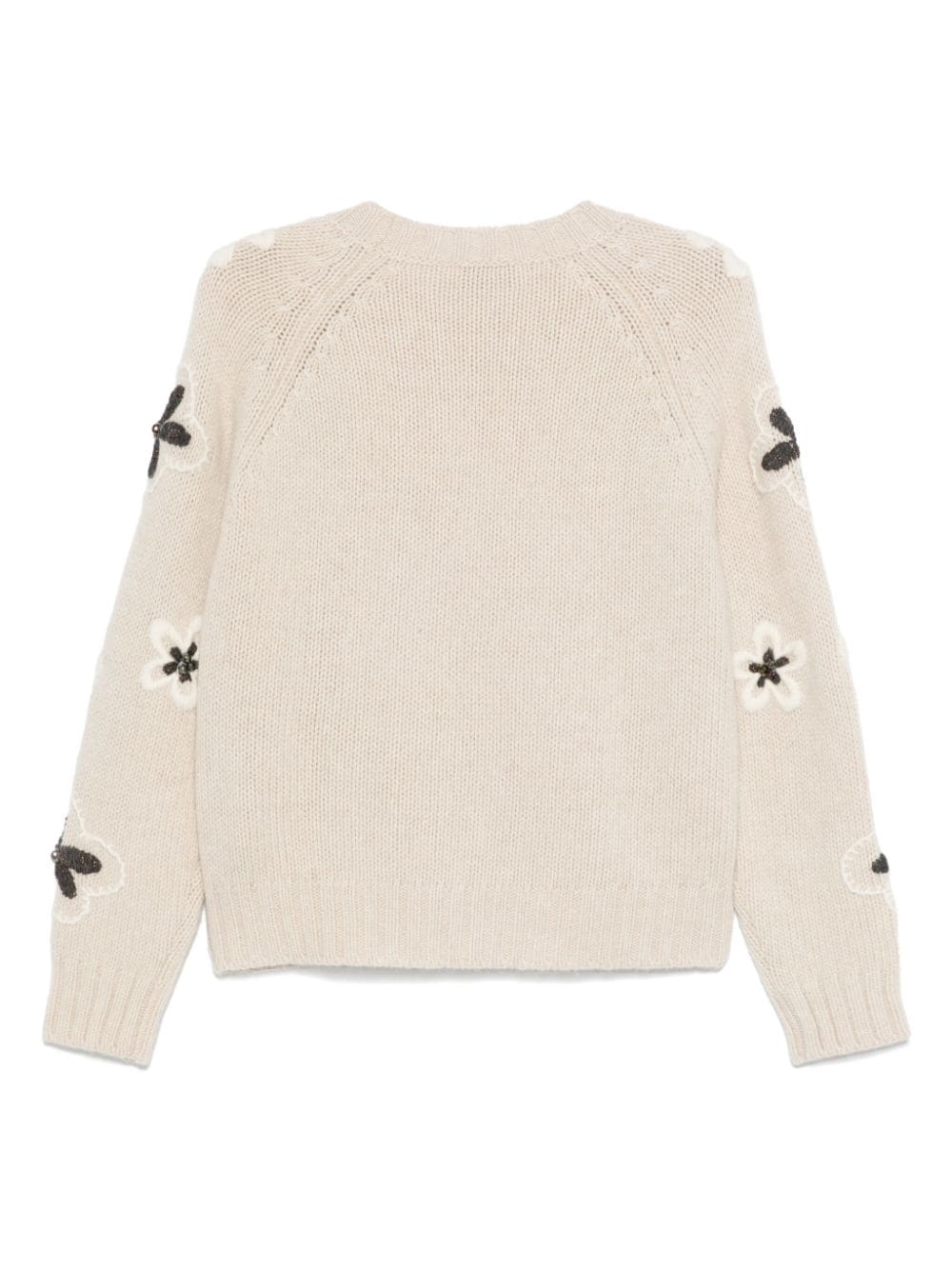 Shop Bruno Manetti Floral-embroidered Sweater In Neutrals