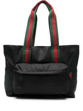 Gucci Web Stripe strap Tote Bag Black