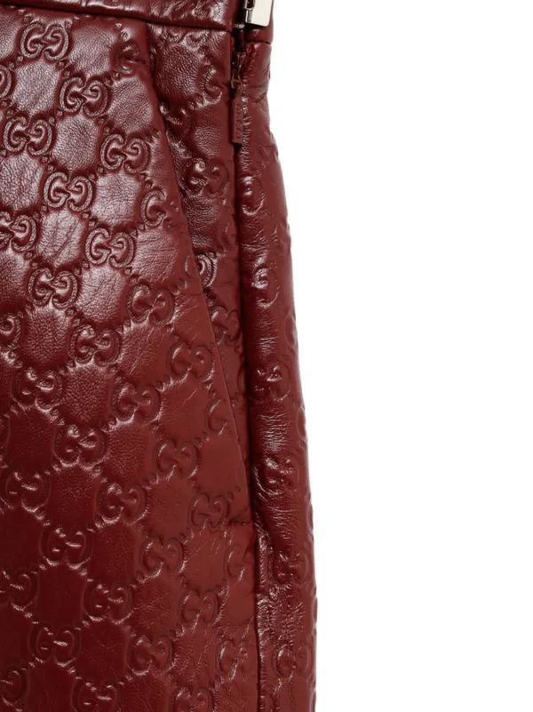 Gucci GG-canvas Leather Shorts | Red | FARFETCH
