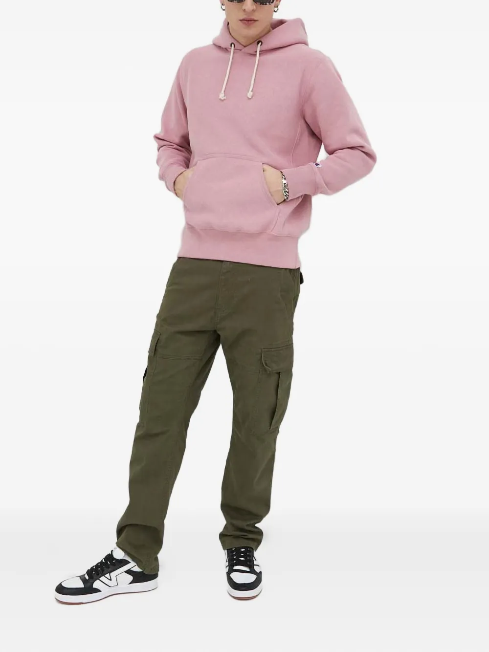 Champion Drawstring Hoodie In Pink