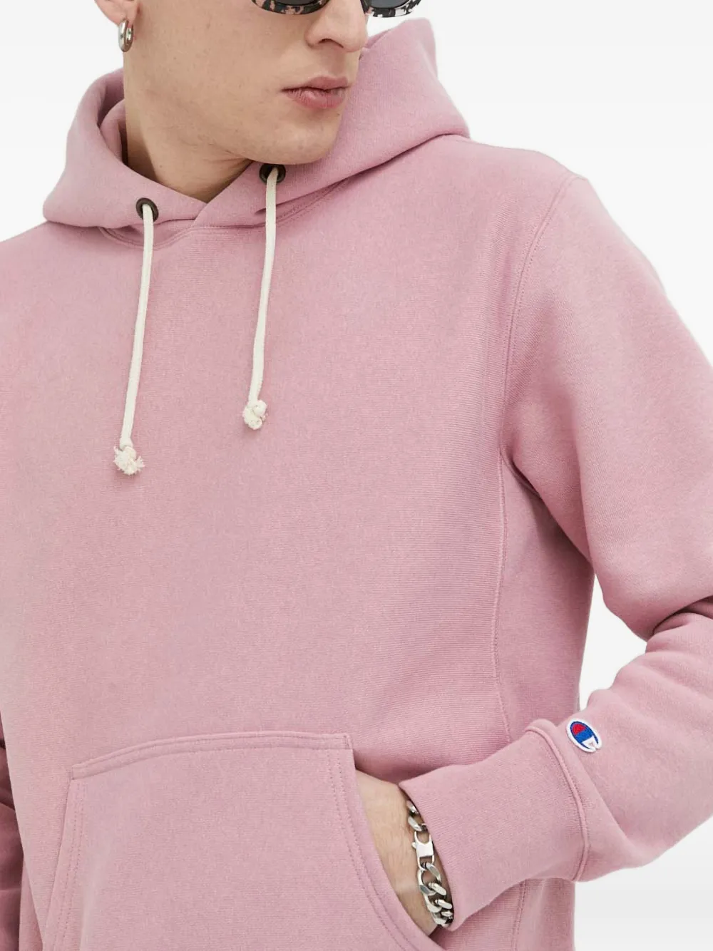 Champion Drawstring Hoodie In Pink
