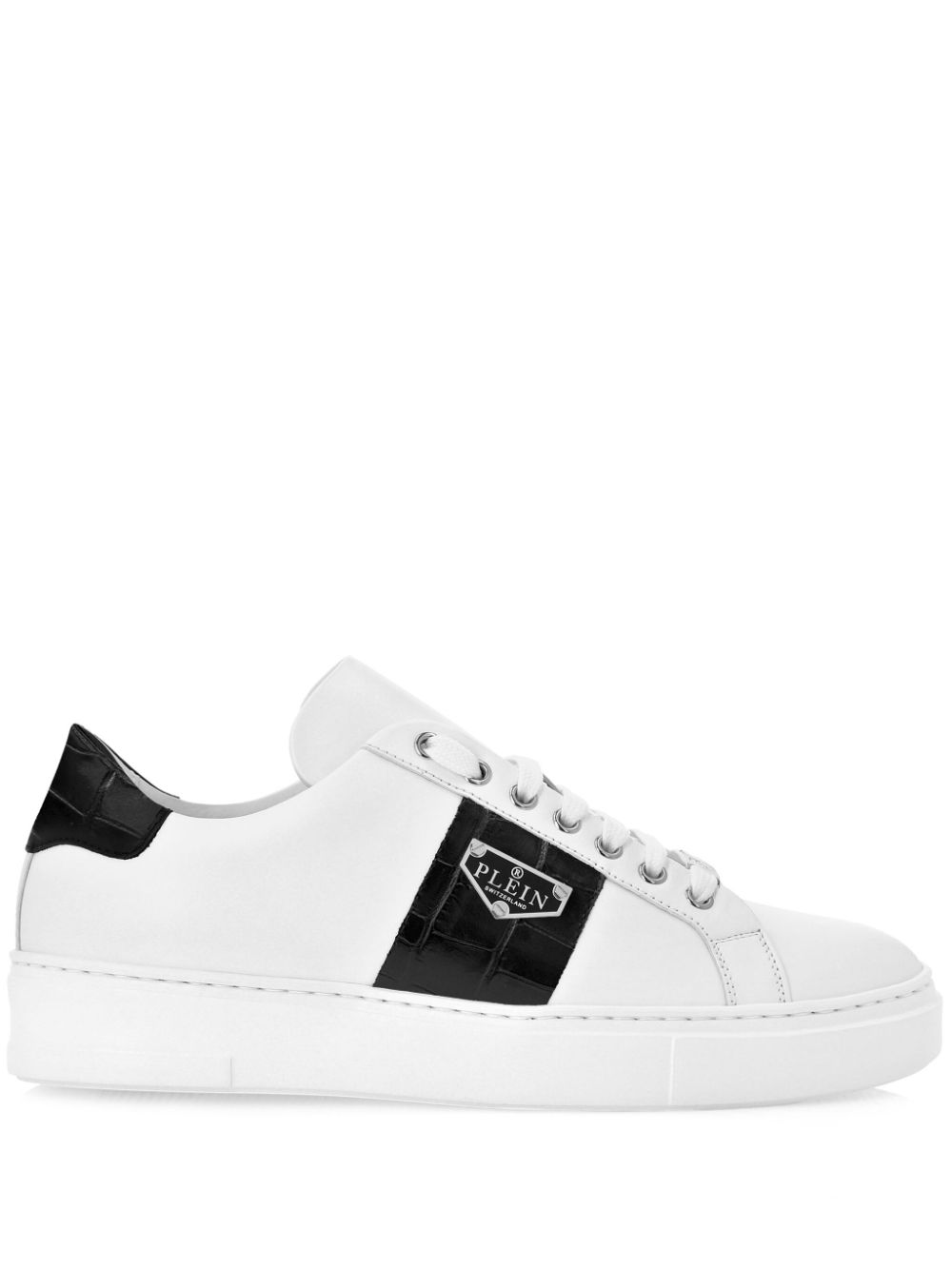 Philipp Plein Leren sneakers met Triangle Plein-plakkaat Wit