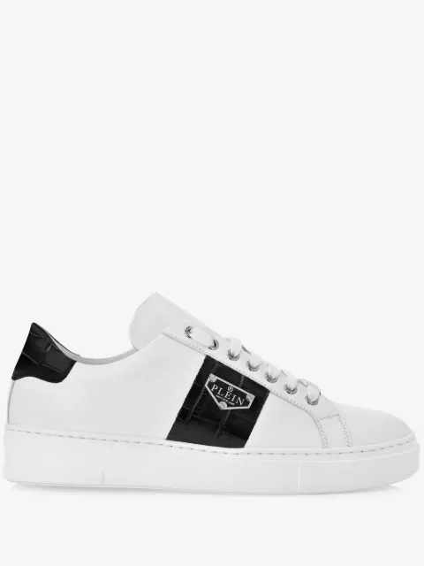Philipp Plein Tênis de couro com placa Triangle Plein