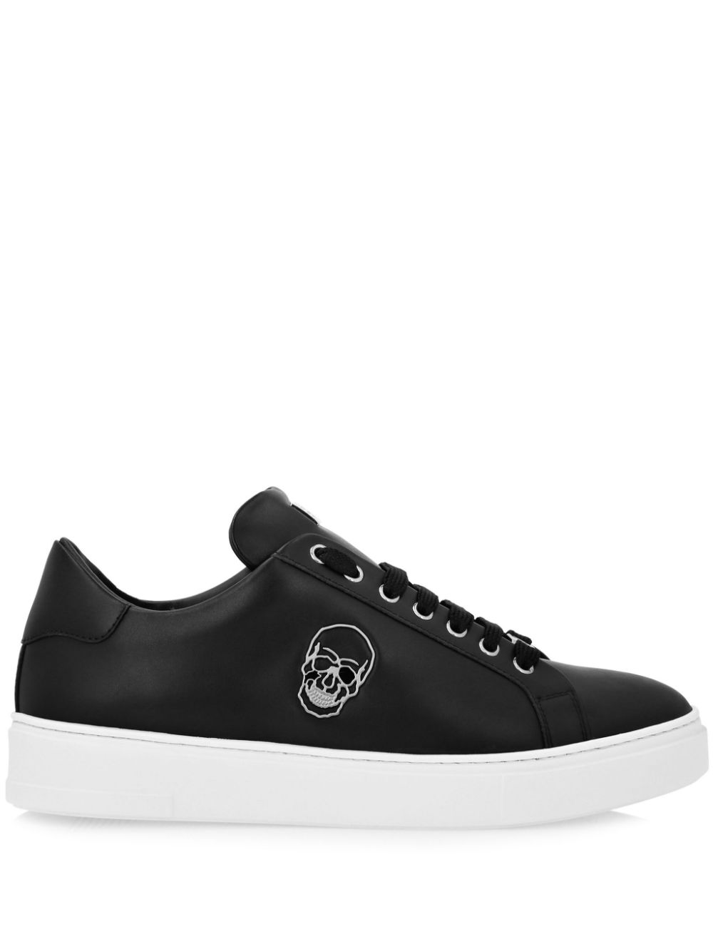 Philipp Plein Leren sneakers met doodskop-applicatie Zwart