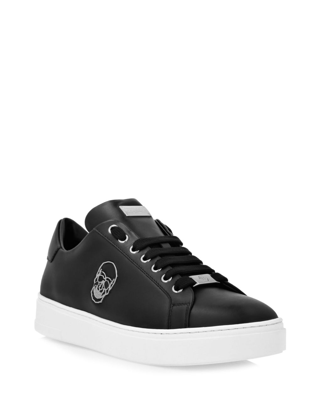 Philipp Plein Leren sneakers met doodskop-applicatie Zwart