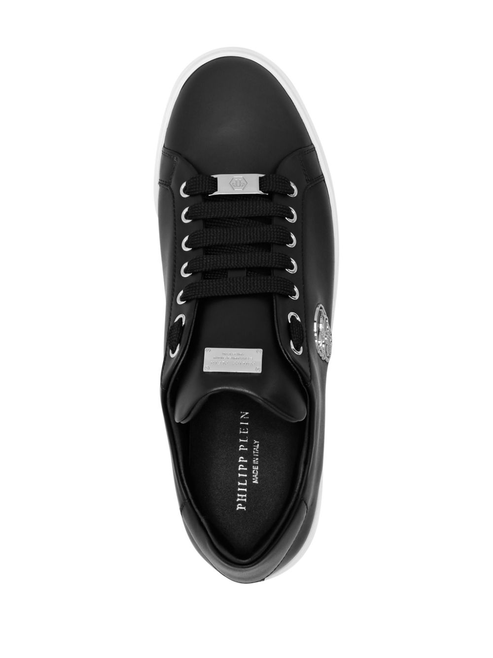 Philipp Plein Leren sneakers met doodskop-applicatie Zwart