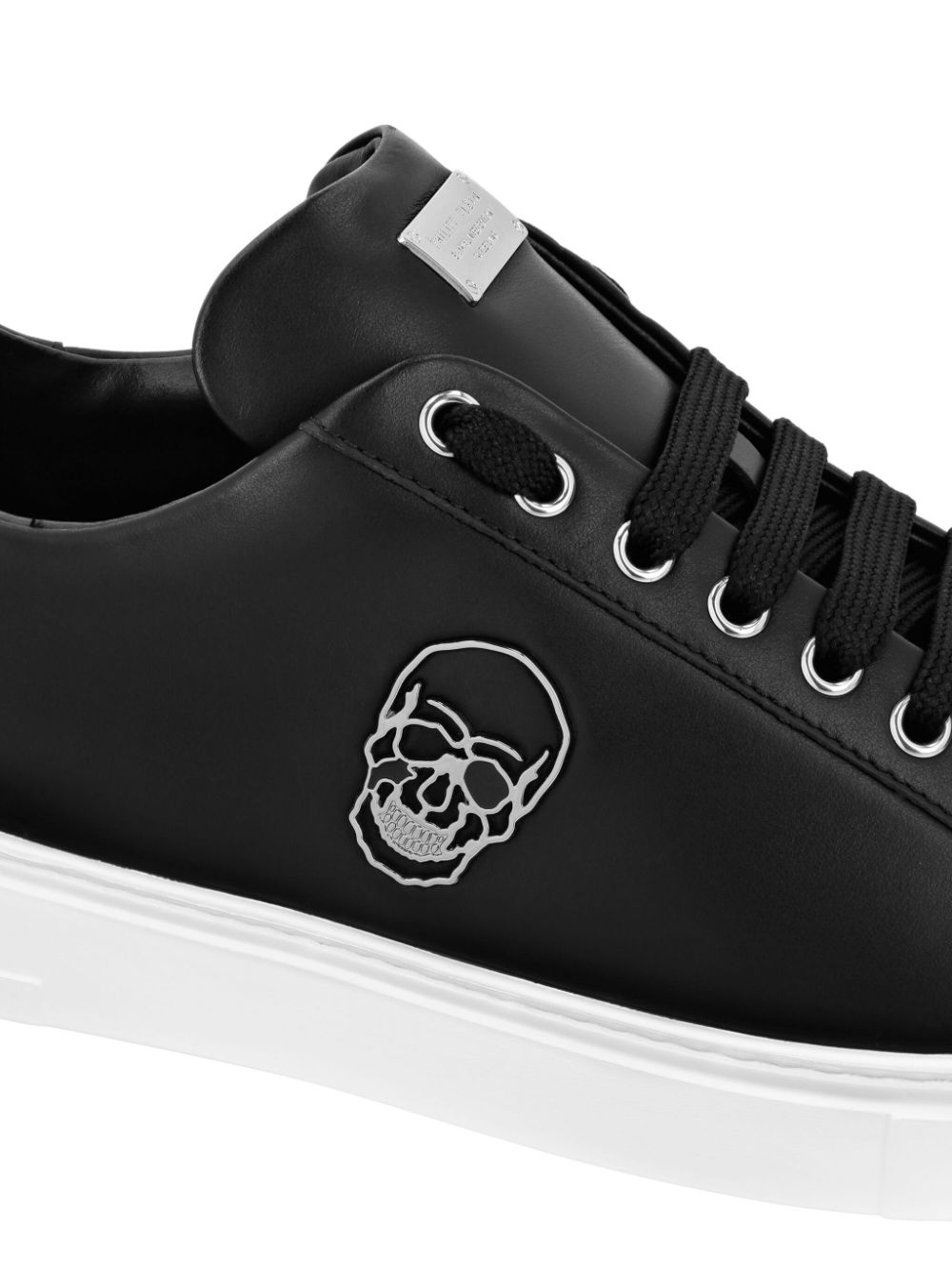 Philipp Plein Leren sneakers met doodskop-applicatie Zwart