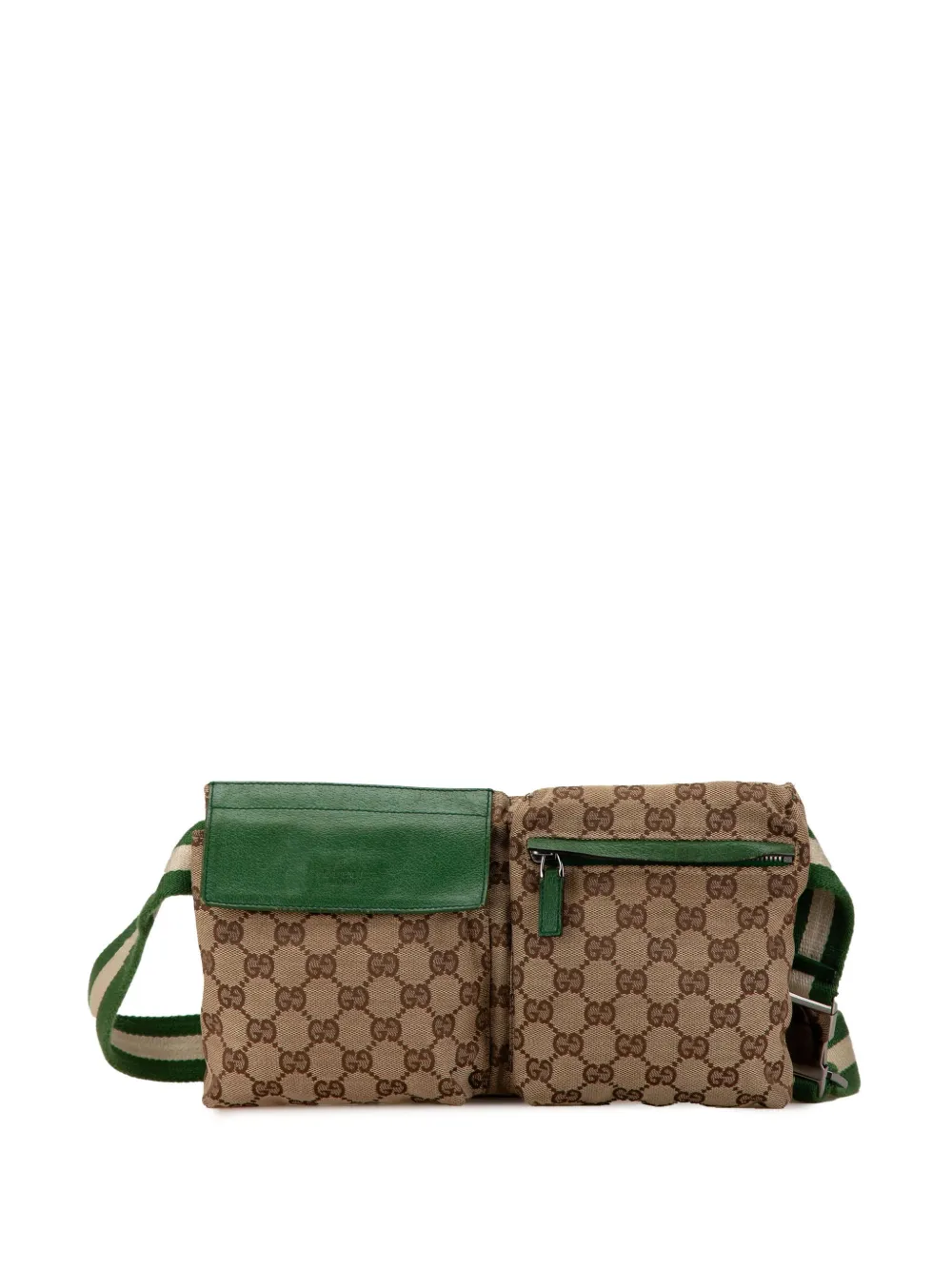 Gucci Pre-Owned 2000-2015 GG Canvas Web Double Pocket belt bag | Brown | Image 1