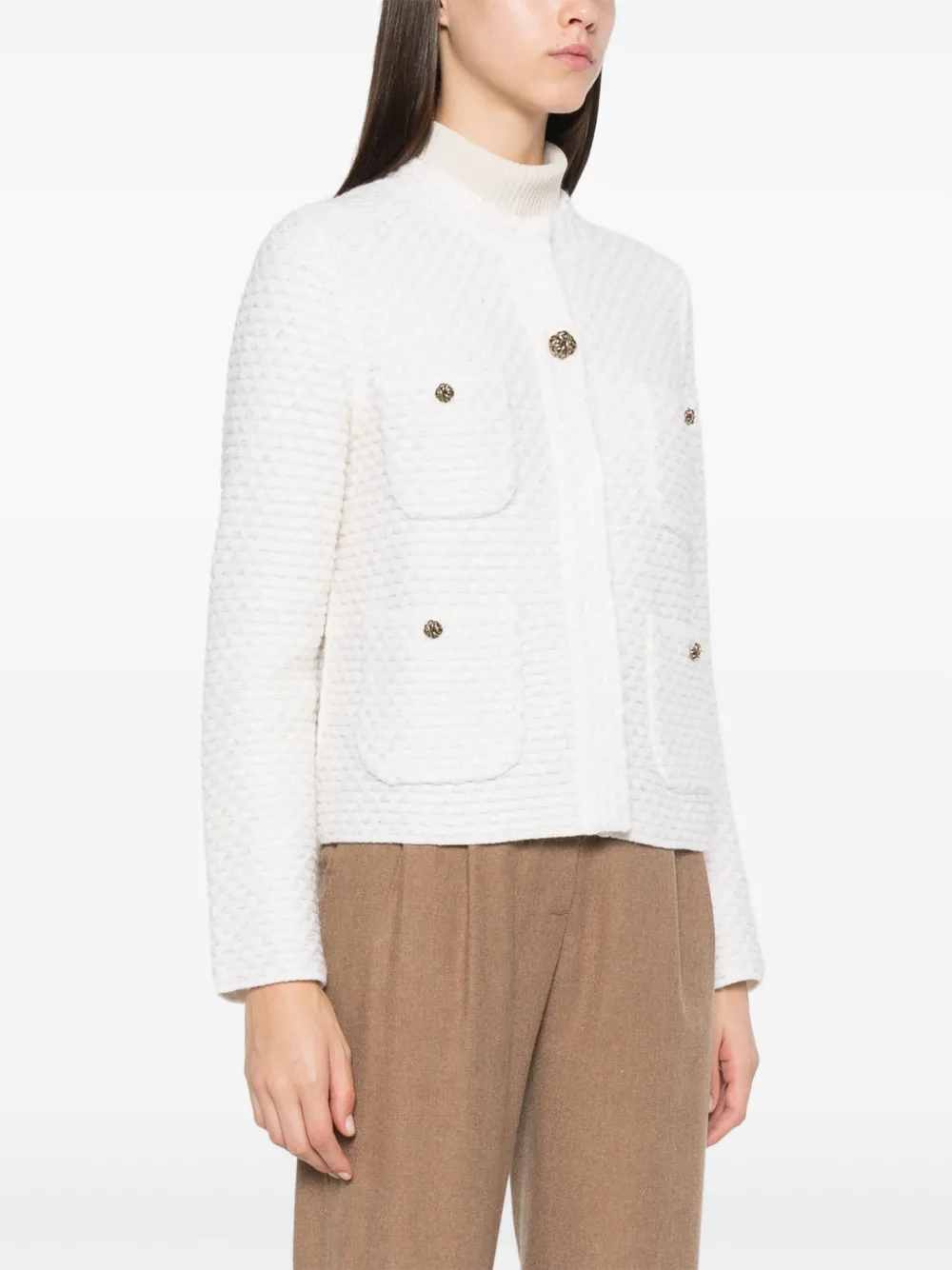 Bruno Manetti Wafelgebreid shirtjack Wit