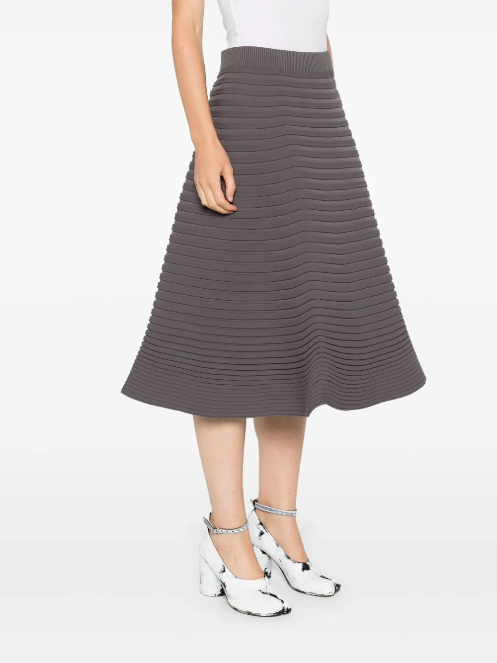 PLEATS PLEASE ISSEY MIYAKE Black Bounce Knit Midi Skirt | Smart Closet