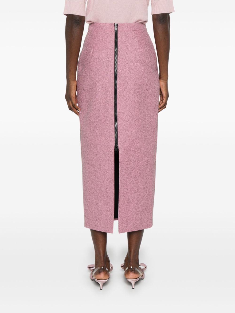 Shop Msgm High-waist Midi Skirt In Pink