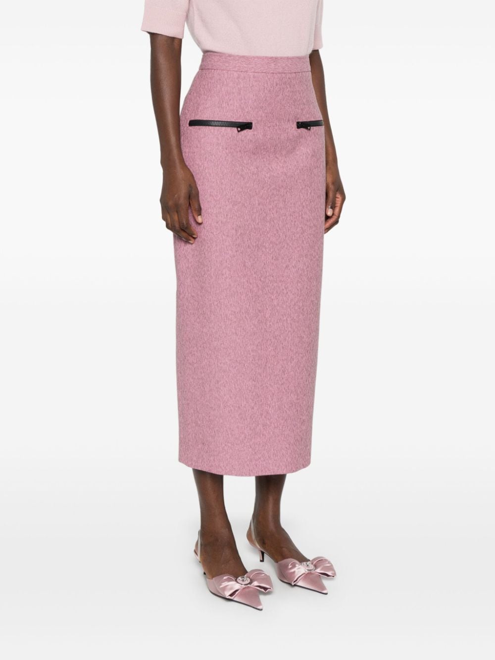 Shop Msgm High-waist Midi Skirt In Pink