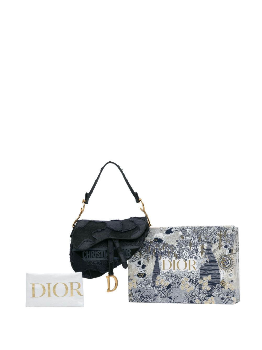 Cheap Christian Dior 2019 Embroidered Camouflage Saddle shoulder bag Women