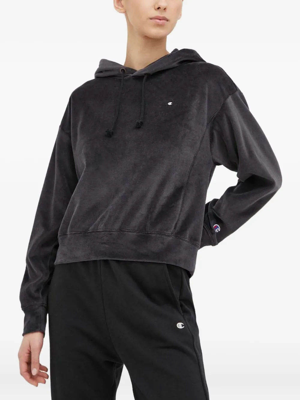 Champion drawstring logo hoodie | Grey | Image 1