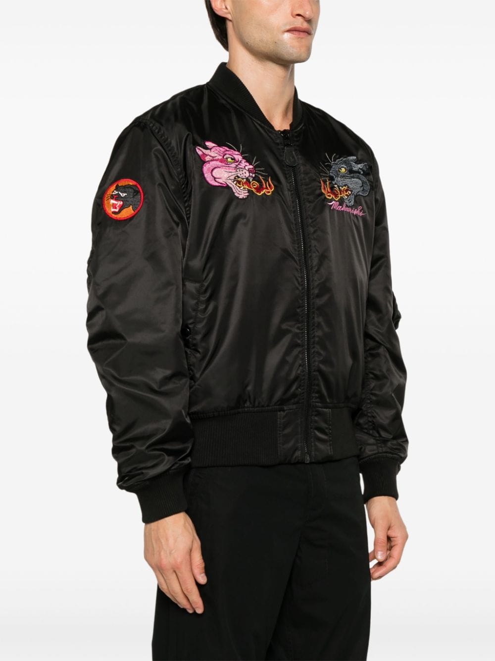 Shop Maharishi 5345 Duality Panther Ma1 Bomber Jacket In Black