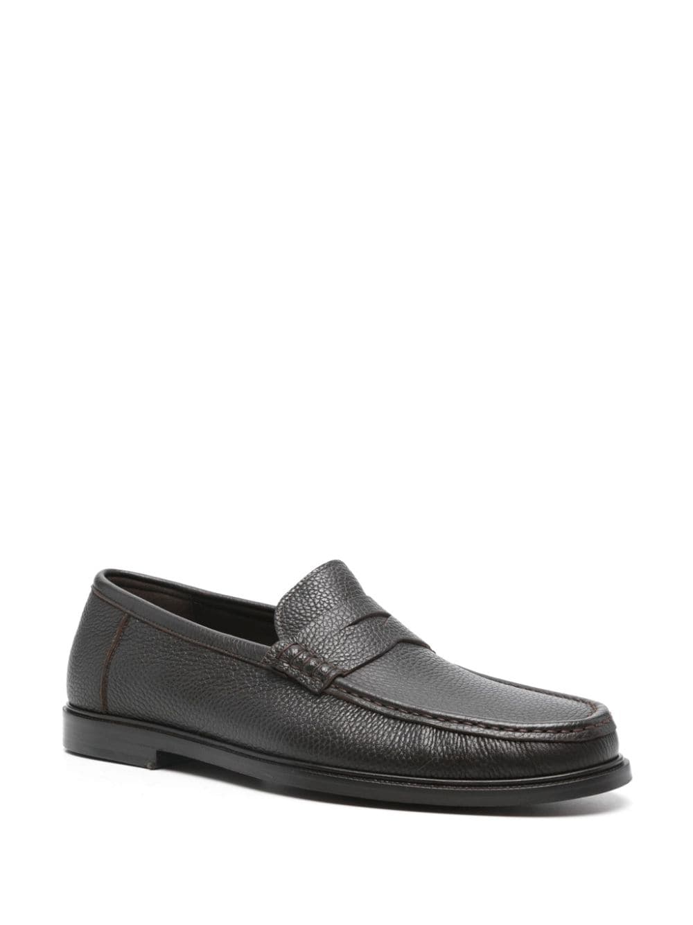 Shop Fratelli Rossetti Pebbled-leather Loafers In Brown