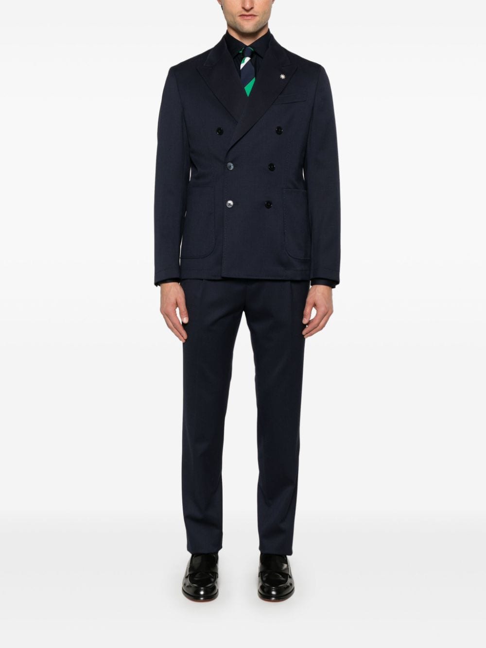 Shop Manuel Ritz Double-breasted Suit In Blue