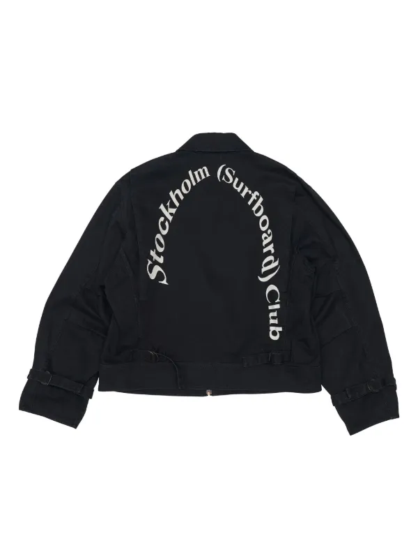 Stockholm Surfboard Club logo-print Cotton Jacket | Black Stockholm Surfboard Club logo-print Cotton Jacket | Black