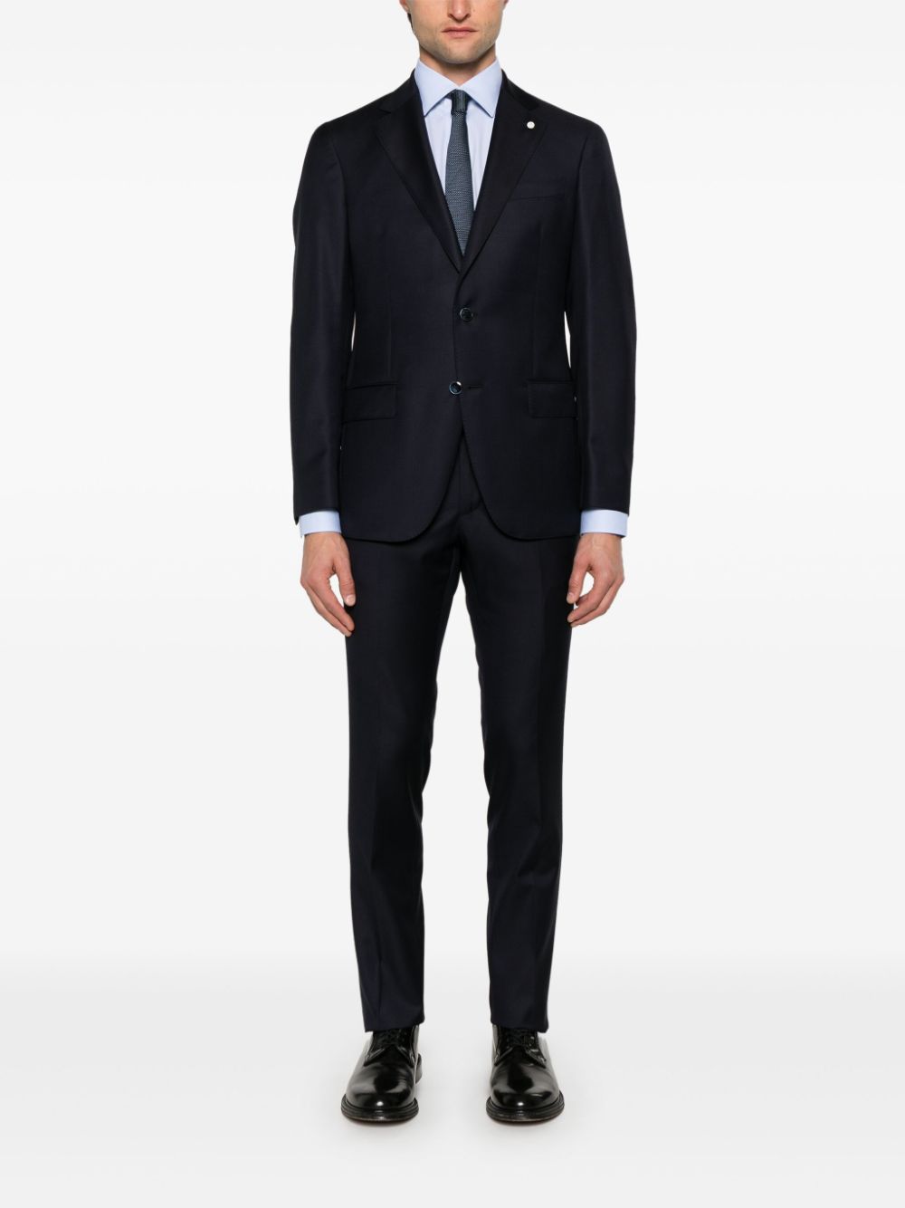 Shop Luigi Bianchi Mantova Virgin Wool Suit In Blue