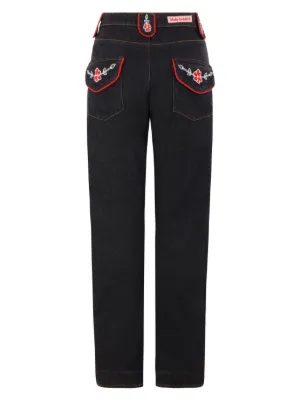 molly goddard 花柄　デニム Molly Goddard Floral Printed Denim Jeans Blue Wash Size 26