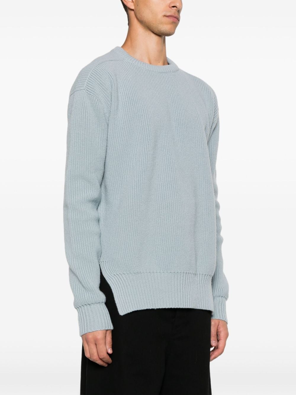 Shop Rick Owens Fisherman-knit Crew-neck Sweater In 蓝色