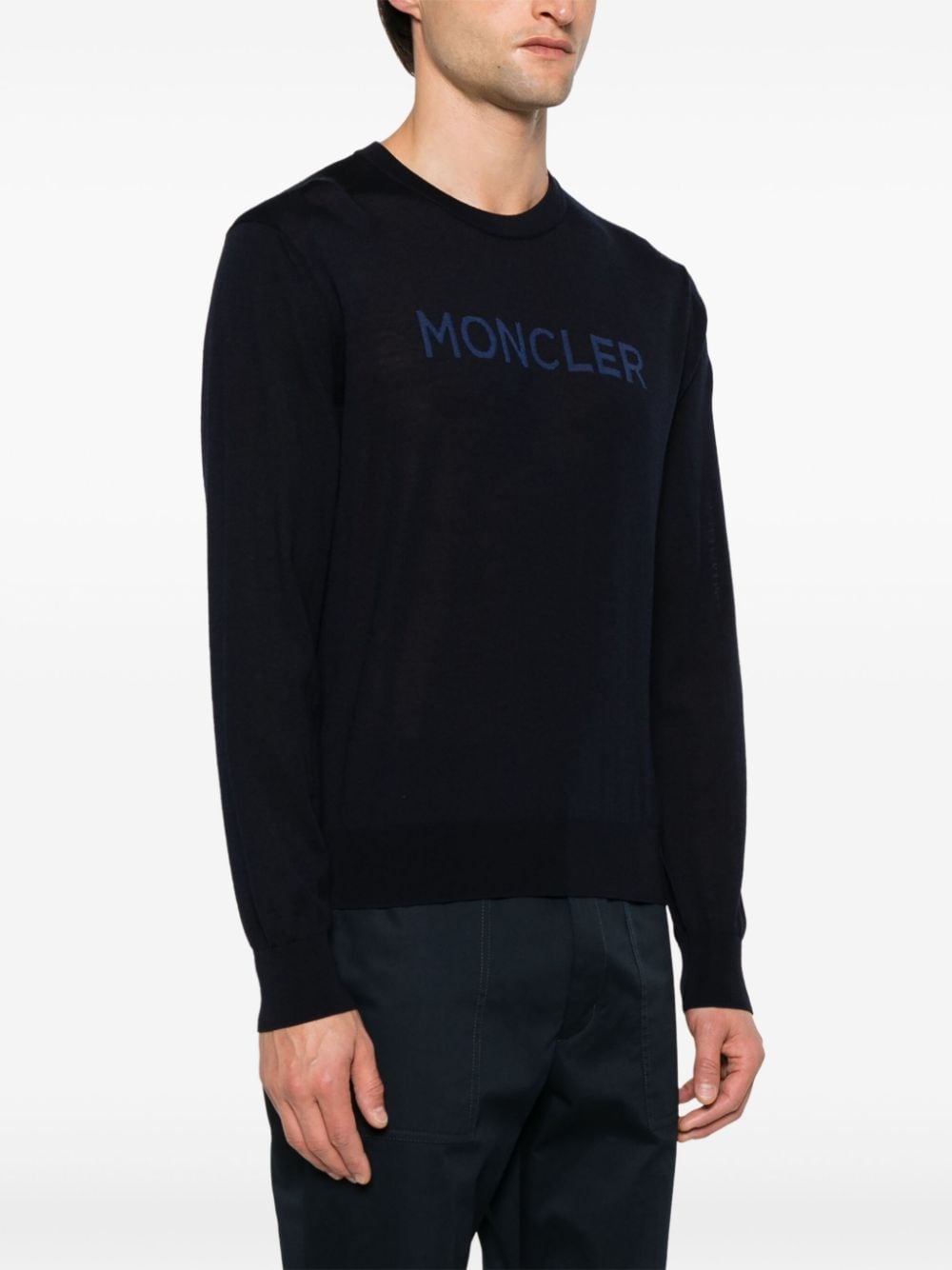 Shop Moncler Virgin Wool Sweater In Blue