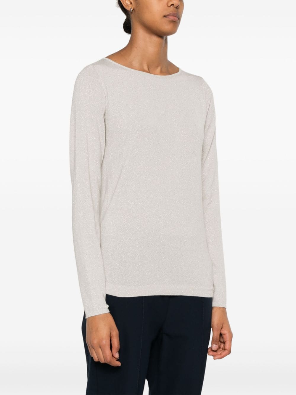 Shop Brunello Cucinelli Lurex-detailing Sweater In Grey