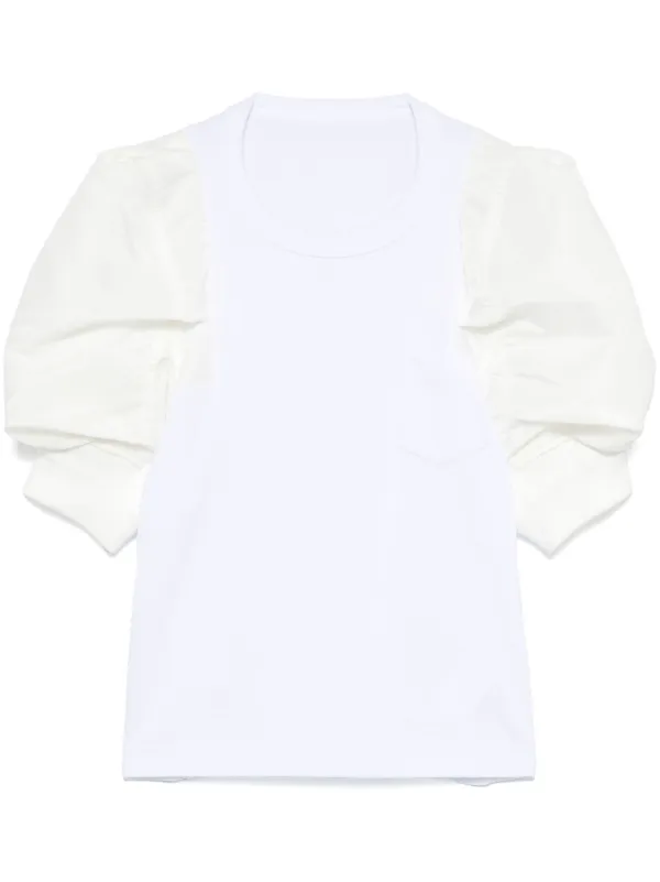 sacai ホワイト パフスリーブ シャツ