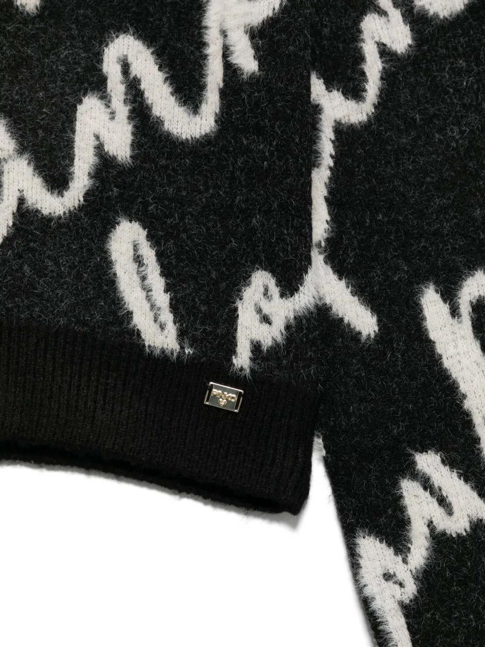 Pinko Kids Trui met intarsia logo Zwart