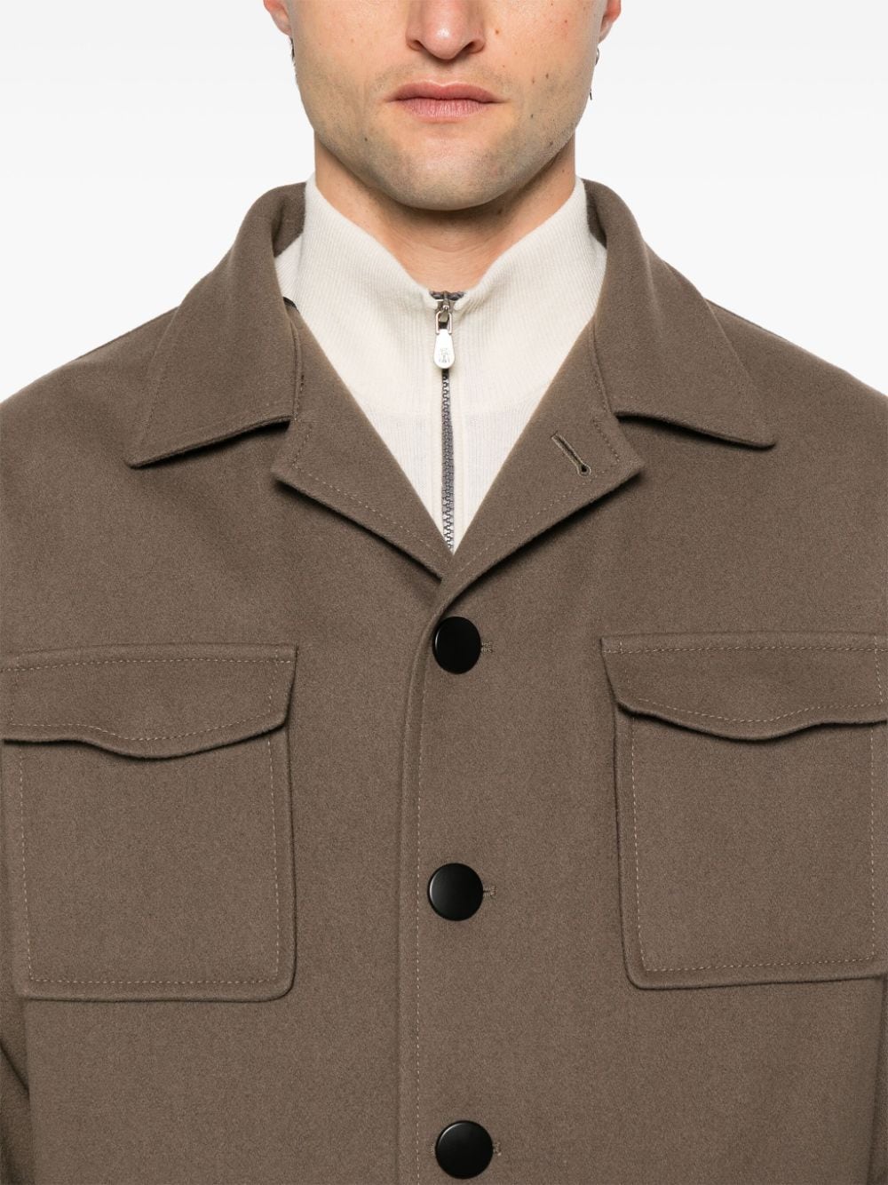 Shop Tagliatore Fleece Shirt Jacket In Brown