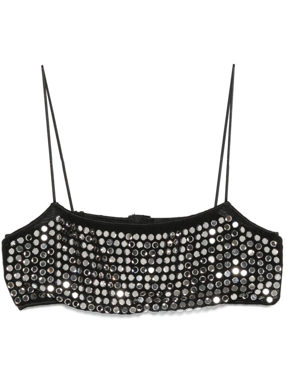 Shop Oseree Crystal-embellished Top In Black