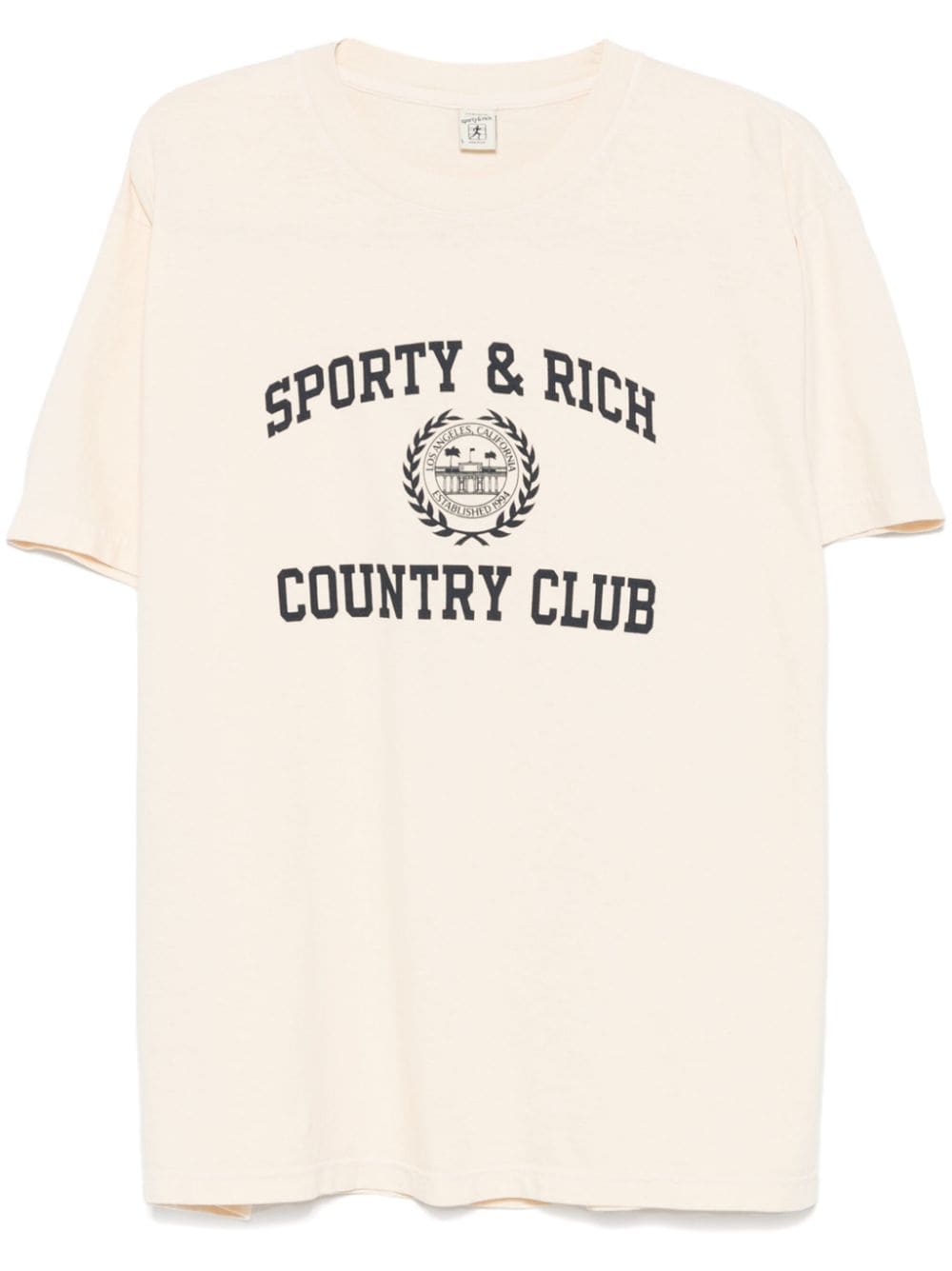 Shop Sporty And Rich Logo-print T-shirt In Neutrals