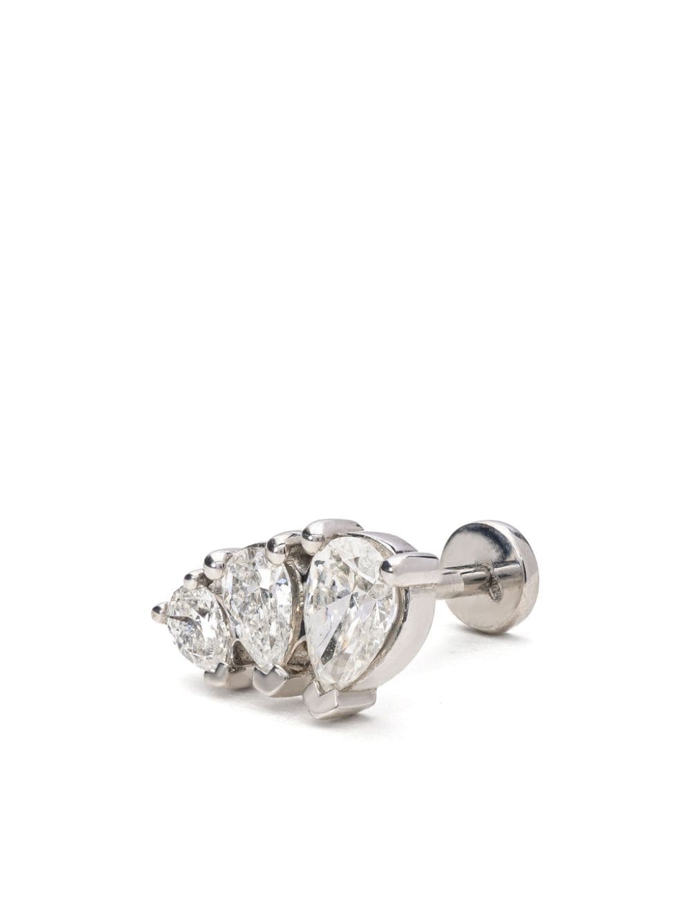 Shop Mad Precious & Ethical 18k White Gold Diamond Stud Earring In Silver