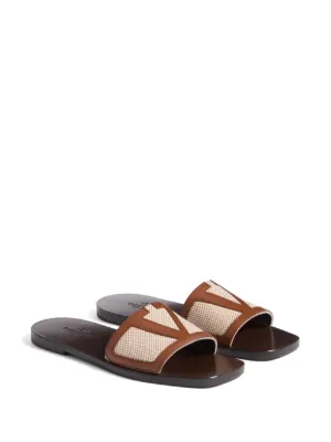 Flip Flops Valentino V Slides Flat Slide Flip Flops Valentino Slides Vlogo Buy Valentino Garavani White  VLogo Cut-out Sandals In Calfskin Leather For Women Online Ounass Kuwait