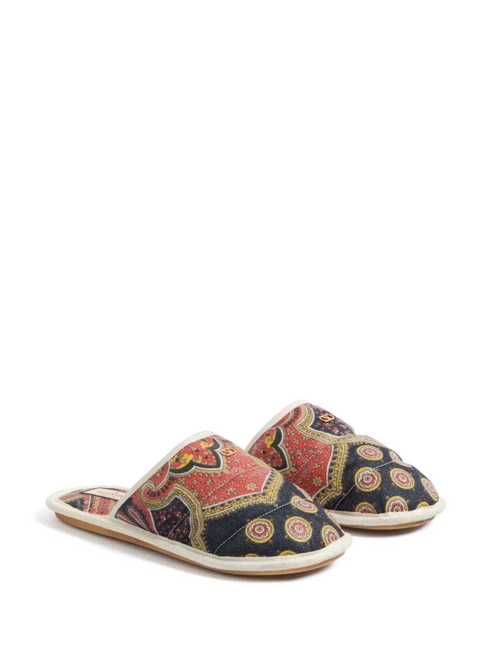 Valentino Garavani Slippers met paisley-print - Grijs