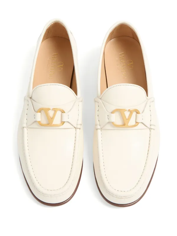 Valentino Garavani VLogo Signature Leather Loafers | White