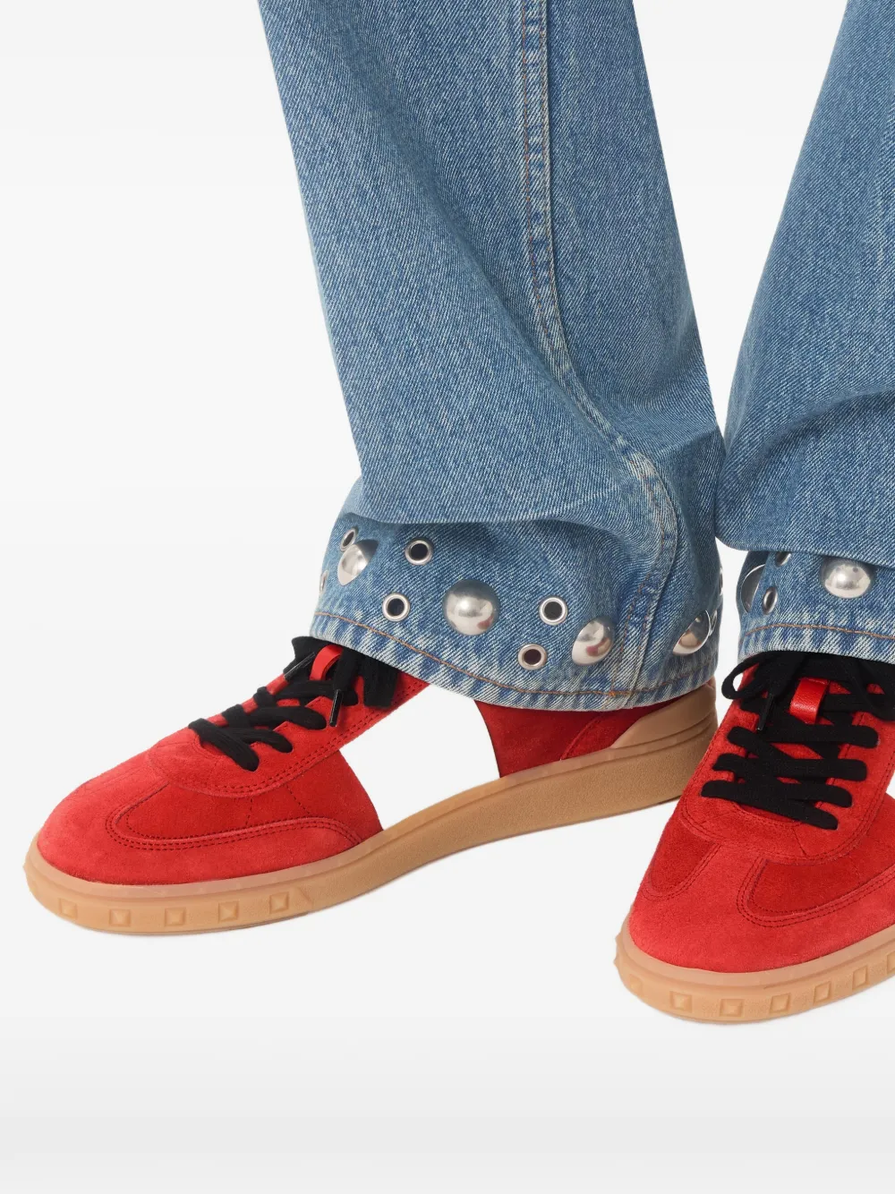 Upvillage low top trainer in split leather and calfskin nappa leather