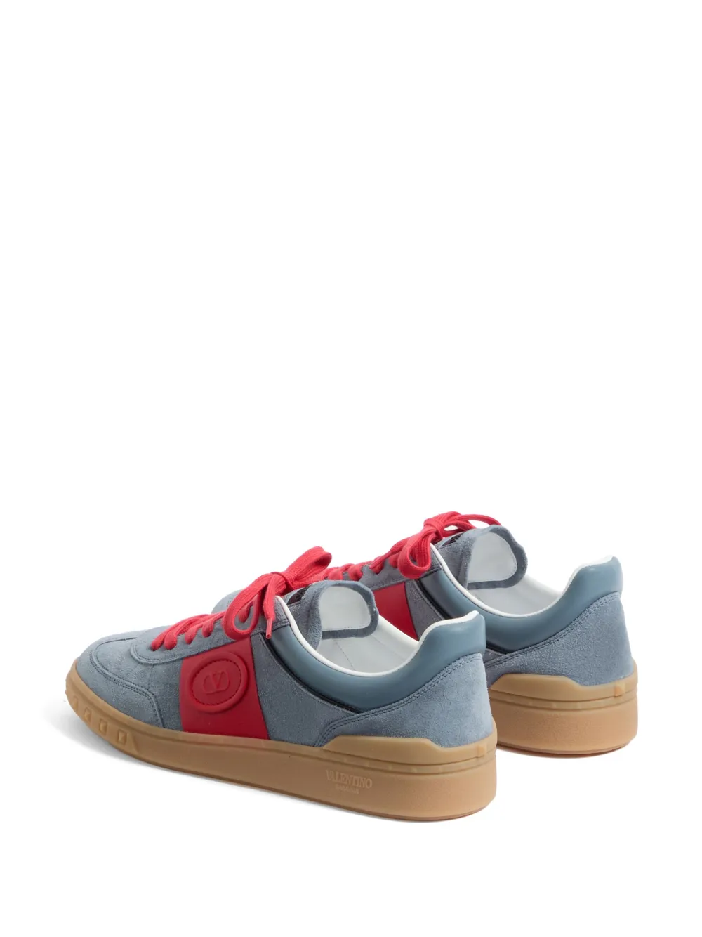 Valentino Garavani Men Upvillage Low Top Sneaker In Split Leather And Calfskin Nappa Leather In Blue
