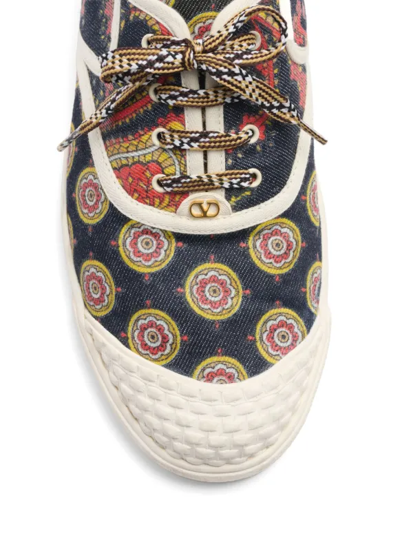 【関税&送料込】Valentino Garavani Printed Fabric Bay By Bay Valentino Garavani Bay By Bay Sneakers | Blue | FARFETCH