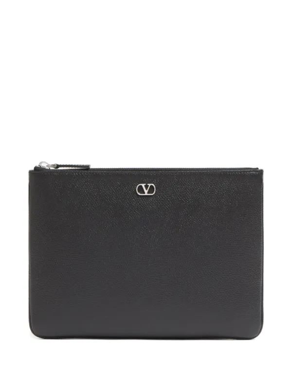 ヴァレンティノ ガラヴァーニ　ロゴ　クラッチバッグ　レザー　ブラック Valentino Garavani ロゴ クラッチバッグ | ブラック | FARFETCH JP