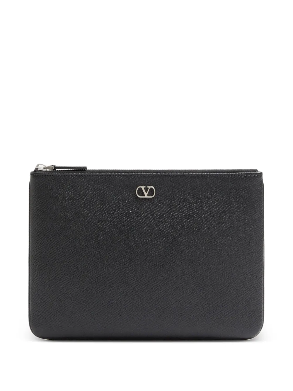 Valentino Garavani Leren clutch met logo Zwart
