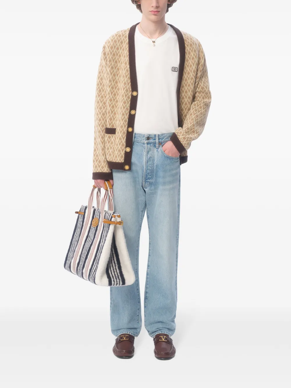 Valentino Garavani Gestreepte shopper - Beige