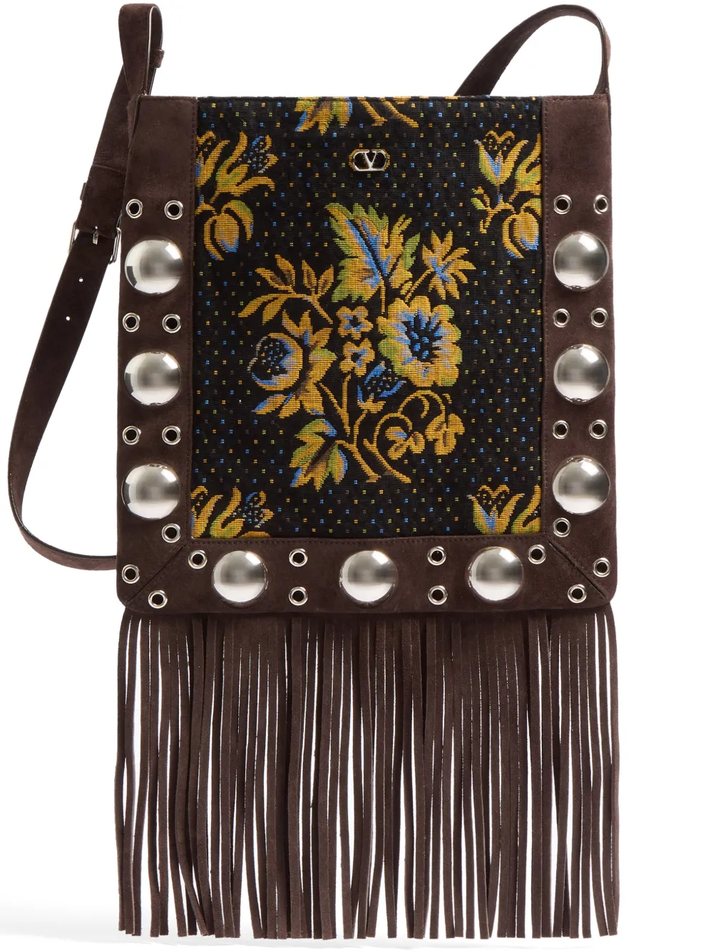 Valentino Nellcôte Jacquard Shoulder Bag In Brown