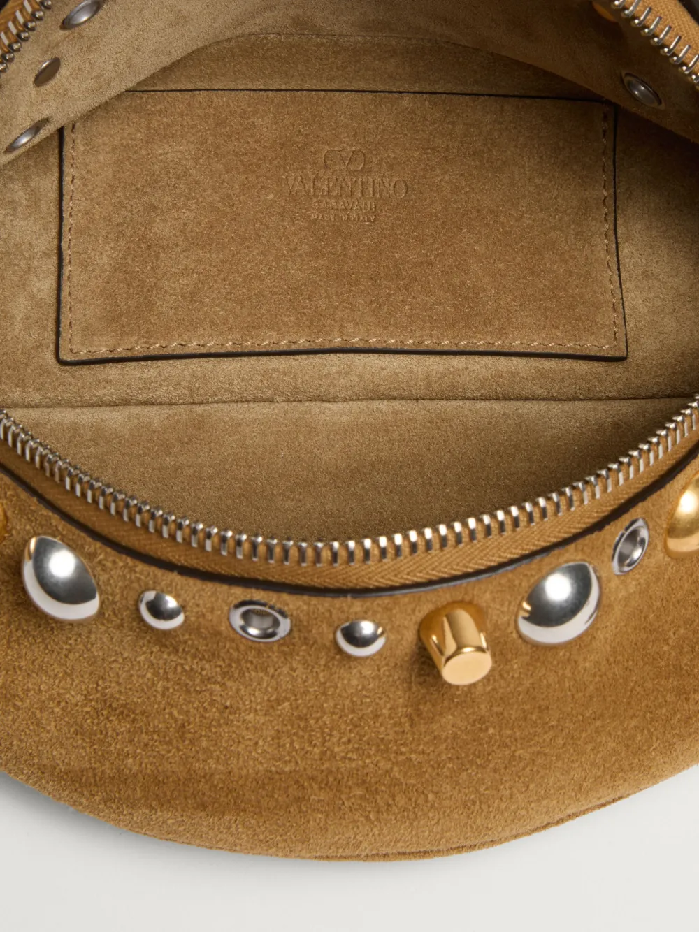 Valentino Stud-embellished Belt Bag In Brown