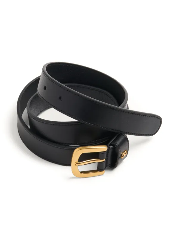VALENTINO ブラックレザーベルト ゴールドバックル VALENTINO ブラックレザーベルト ゴールドバックル Valentino