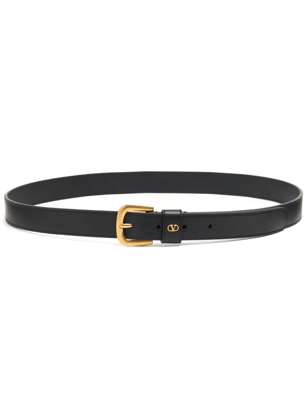 Valentino Garavani Adjustable Vlogo Signature Gold Buckle Belt In Black