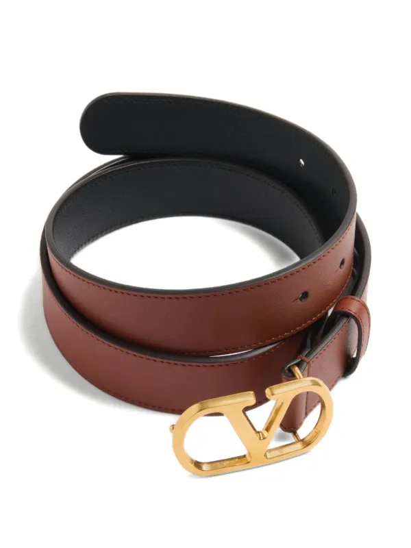 Valentino Vlogo Signature Leather Belt, Brown Valentino Garavani VLogo Signature Engraved Leather Belt  main image 3