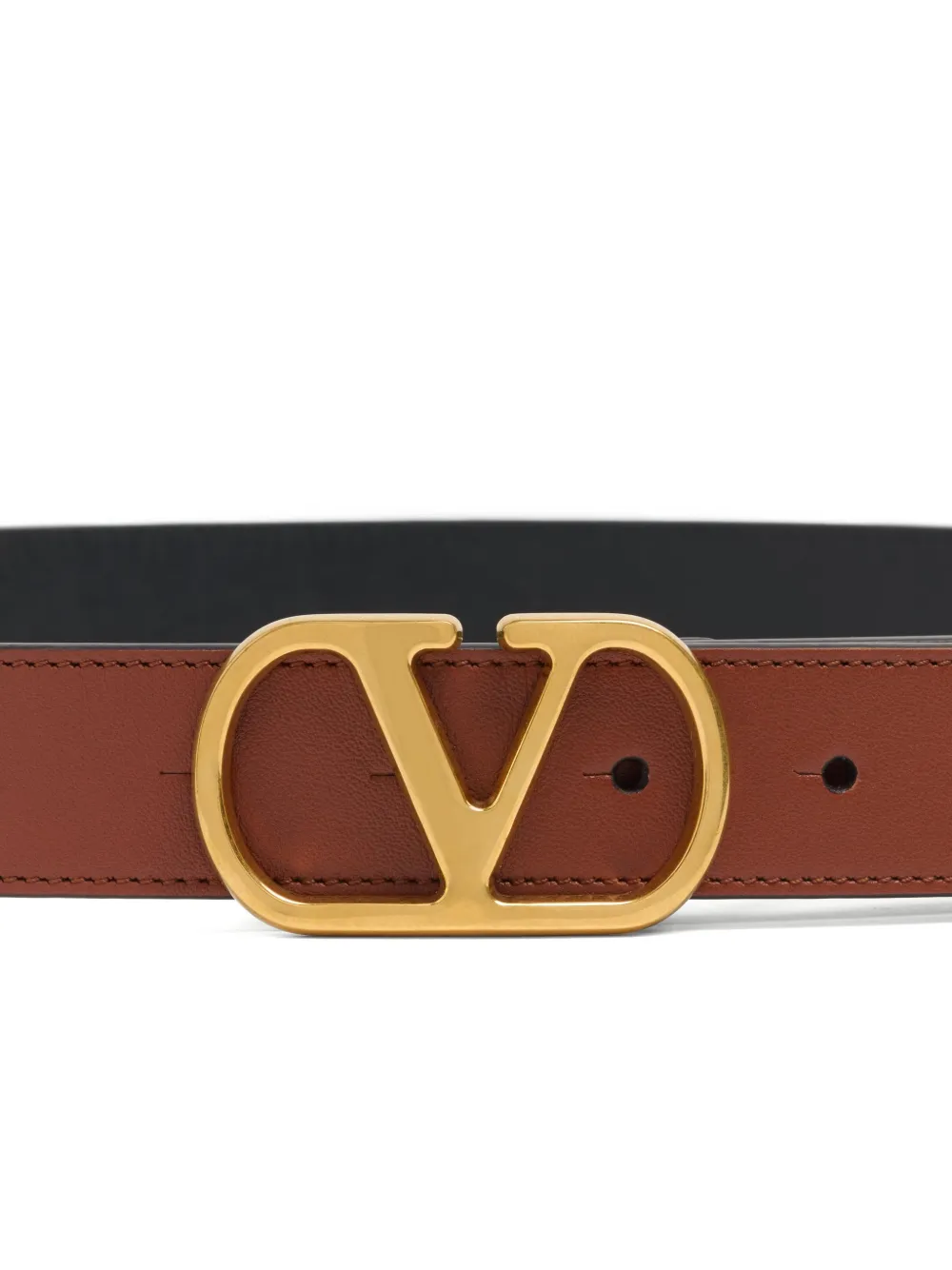  Valentino Garavani Vlogo Signature Leather Belt - Brown 